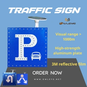Solar Powered Aluminum Warning Sign | LED | Diamond Reflective | 1000m Visual Distance | 240H Flash Time | IP66 Waterproof |