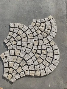 Natural Granite Fan-Shaped Mesh Paving Stones Art Mosaic/Non-Slip/Durable Modern Outdoor Staircase Engineering Bricks Garden
