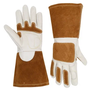 16 Inch Welding Gloves Anti Cut Heat Resistant Industrial Construction Grain Split Cowhide Leather Safety Welders Gloves