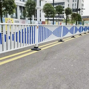 China Manufacturer Customizable Municipal Road Safety Guardrail White Blue Steel Traffic Isolation Fence
