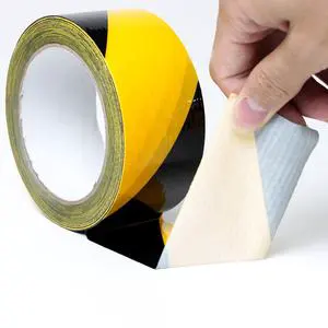 Customizable PVC Safety Warning Tape Pressure Sensitive Acrylic Adhesive Single Sided Heat-Resistant Striped Design 50m Length