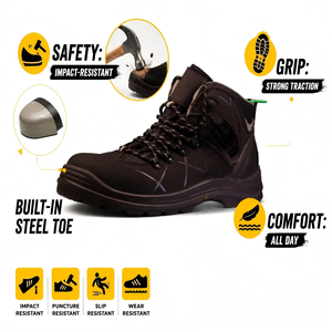 ACE Safety 923 Black Spring Summer Autumn Winter Men's Mid Cut Factory Construction Work Safety Boots Waterproof Steel Toe