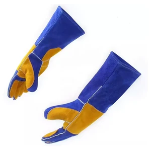 Welding Gloves Cowhide Leather Breathable High Temperature Resistant Outdoor Anti-Scalding Safety Gloves