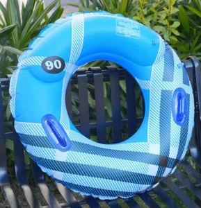 Extra Large Thick Adult Swimming Ring with Double Air Door and Handle Portable Pool Float Circular Inflatable Lifebuoy
