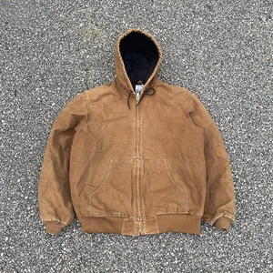 OEM Custom Vintage Faded Washed Retro Zip Up Carpenter Detroit Men Winter Duck Canvas Work Wear Trucker Jacket 500GSM Hoodies
