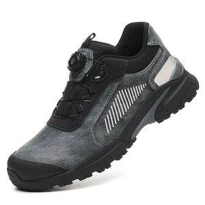 Button Style New Men's Safety Shoes,standard Steel Toe Protective, Anti-puncture, Lightweight Comfortable,fashionable Work Shoes