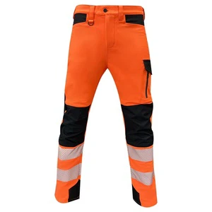 Men's Safety High Visibility Workwear Construction Waterproof Lightweight Stretch Trouser