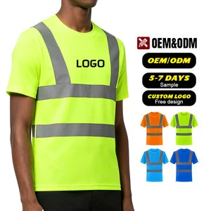 Custom logo 180gsm Construction Industry High Visibility T-shirt Reflective Safety Work Clothes Breathable Short Sleeved T-shirt