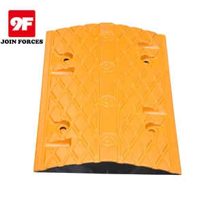 9F Wholesale Recycled Rubber Speed Bump JFJS-RL35-10-15mph Black & Yellow 50mm Height for Concrete Use