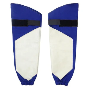 JNM SAFETY ANSI/ISEA Cut Level 2 Heat-Resistant Welding Protective Sleeves FR Drilled Cotton Fabric Blue/White Panel/Black Strap