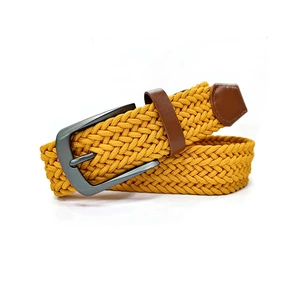 Small MOQ 10pcs Ready To Ship Multi-color Elastic Braided Golf Belt Stretch Woven Fabric Belt Quick Delivery