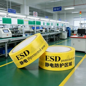 Industrial Grade Conductive Warning Tape for ESD Control Areas Featuring Clear Labeling and Durable PVC Material