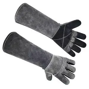 Heavy Duty Heat Resistant Safety Cuff Waterproof Latex-Free Welding Gloves with Customizable Leather Protection