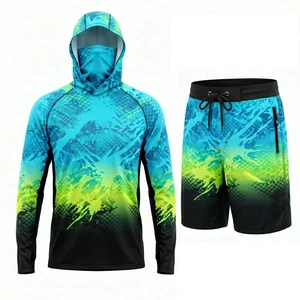 Custom Mens Fishing Hoodie UPF50+ Quick Dry UV Protection Long Sleeve Hooded Fishing Shirt with Face Mask