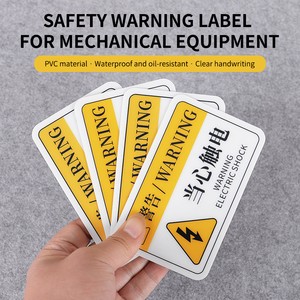 Custom Safety Warning Stickers, Waterproof PVC Industrial Warning Labels, Bilingual Chinese-English Hazard Signs For Factory
