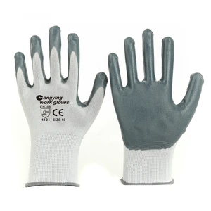 CHUANGYING Builders Nitrile Coated 13g Polyester Anti-Slip Waterproof Tear-Resistant Breathable Cargo Light Duty Safety Gloves