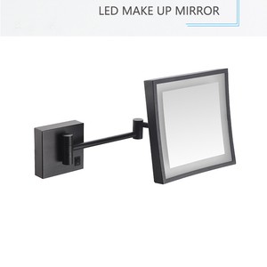 Square Single-sided LED Makeup Mirror, Foldable Telescopic Cosmetic Mirror, Wall-Mount Magnifying Beauty Mirror For Bathroom