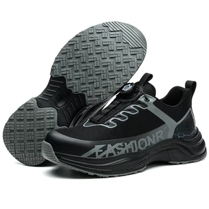 New Anti-shatter and Anti-penetration Comfortable and Breathable Work Shoes with Free-buckle Rotating Fastening Safety Shoes