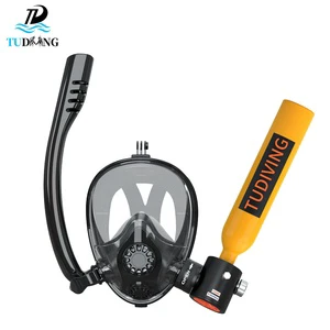 TUDIVING Portable 200bar 3000psi 20Mpa High Pressure Scuba Diving Waterproof Anti-Fog Full Face Dive Mask 0.5L Aluminium Tank
