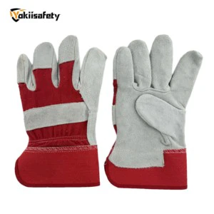 Yokii Wholesale Welder's Hand Protective Cow Split Leather Heat Insulation Wear Resistant Welding Work Gloves