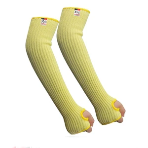 Yellow Nylon Knit Anti-Cut Heat Resistant UPF 50 Protection Unisex Safety Arm Sleeves with Glass Scratch Sleeve Protector