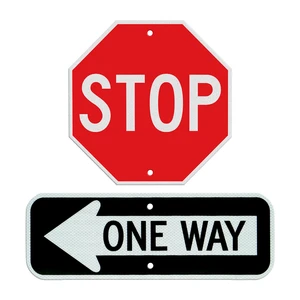 FREE SAMPLE Stop Sign One Way Sign with Left Arrow Aluminum Traffic Sign, Reflective Durable Ink, Outdoors Use