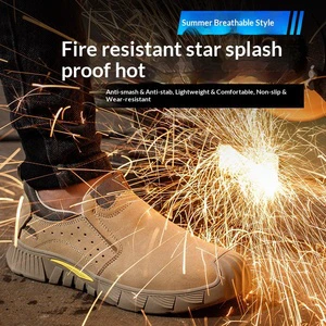 Electric Welder Labor Protection Shoes Men's Summer Breathable Steel Toe Anti-smashing Anti-puncture Cowhide Anti-scald