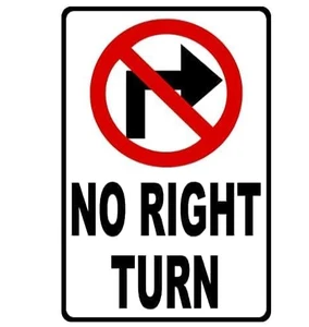 No Right Turn Traffic Sign Heavy Duty Aluminum Engineer Grade Reflective Sheeting Weather Resistant Outdoor Street Warning Sign