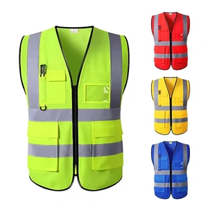 Professional Reflective Safety Clothing with Pockets Factory Custom High Visibility High Quality Reflective Zipper Vest Jacket