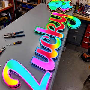 New Design LC Sign RGB Motion Magic Channel Sign Custom Shop Front RGB Channel Letter For Business Sign