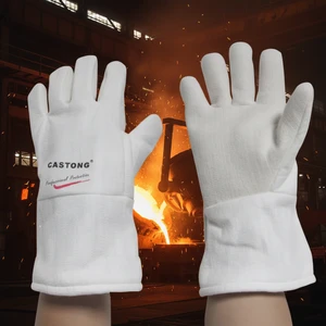 CASTONG Meta-aramid Polyester Felt Resisting 300 Degree Centigrade High Temperature Heat Resistant Safety Gloves for Welding
