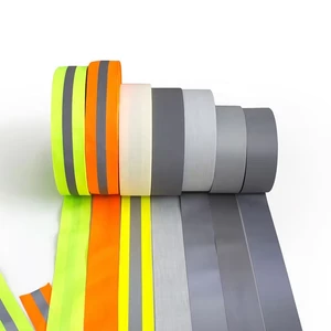 High Visibility Reflective Material for Warning Reflective Polyester Fabric Tape Strip Custom Reflective Webbing for Clothing