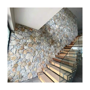 SHIHUI Natural Wall Cladding Stone Yellow Pearl Quartzite Dry Stack Stone Wall Cladding Exterior Stone Veneer