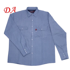 Blue Anti-Static Waterproof Flame Retardant Plaid Cotton Work Shirt NFPA 2112 Certified EN/ASTM/GS Workwear