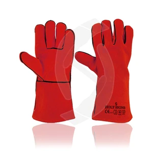 Red Leather Welding Gloves with Heat/Fire Resistance Anti-cut Fleece Lined Split Design for Maximum Protection 14/16 Inch Sizes