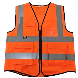 Orange Multifunctional Reflective Safety Vest Clothing with Reflective Strips Workers Vest