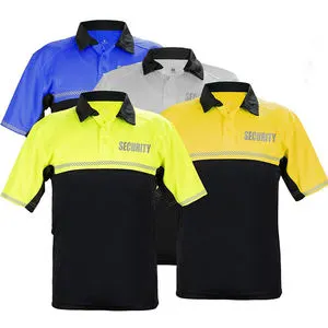 Guard Security Uniform Polo Shirt Short Sleeve Men Poloshirts With Reflective Warning Strip