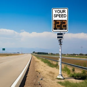 Solar Pedestrian Traffic Sign with Radar Speed Detection LED Flashing Display 100-200m Range Multi-color LEDs