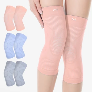Elastic Breathable Nylon Knitted Sports Gym Knee Pads Anti-Slip Compression Thick Knee Sleeves Protective Support