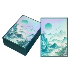 Custom Holographic Art Printed Card Sleeves Landscape Painting Laser Deck Protectors For Standard Size Trading Cards