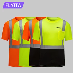 Class 3 Quick Dry Short Sleeve Mesh Mining Construction Work Workwear High Visibility Reflective Strips Hi Vis Safety T Shirts