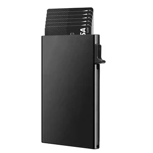 TC101 Men's Ultra Thin Business Cards Sleeves Minimalist Metal Aluminum Case RFID Blocking Pop Up Credit Card Holder