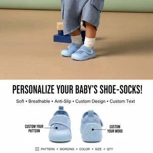 Customized Logo New Design Breathable Fly Knitting Anti-puncture Steel Toe Slip Resistant PU Sole Unisex Safety Baby Sock Shoes