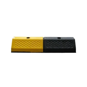 Black And Yellow 2 Holes Rubber Wheel Stopper Speed Chock For Parking Curbs DINGWANG DW-Q03-1