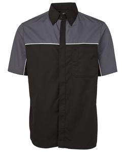 OEM Two-Tone Button-Down Collar Short Sleeve Work Shirt Stain Resistant Mechanic Workwear Multi-Color Custom Logo Staff Uniform