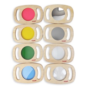 Montessori Education Toy Log Wood Handheld Concave Convex Mirror Microscope Magnifying Glass Easy Hold Learning Magnifier