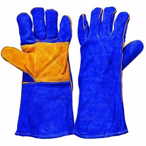 PK Heavy Duty Double Reinforced Palm Welding Gauntlets Welder Gloves Cow Split Leather Anti-Cut Anti-Impact Cotton Fleece Lined