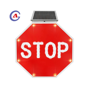 GA High Brightness Waterproof Solar Aluminum Traffic Lights LED Flashing Stop Sign For Road Safety Crossing Radar Flashing Road