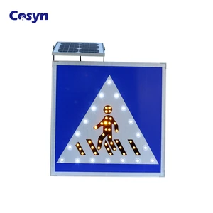 Custom Aluminum LED Flashing Solar Powered Pedestrian Traffic Sign Road Safety Crossing Warning Sign for Roadway Construction