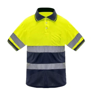 Factory Direct Customizable Wholesale ANSI Class 1 Reflective Safety Vest LED Flash Waterproof Cotton Quick Dry Breathable Polo